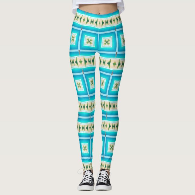 Leggings Blue Waters Beach Design (Devant)