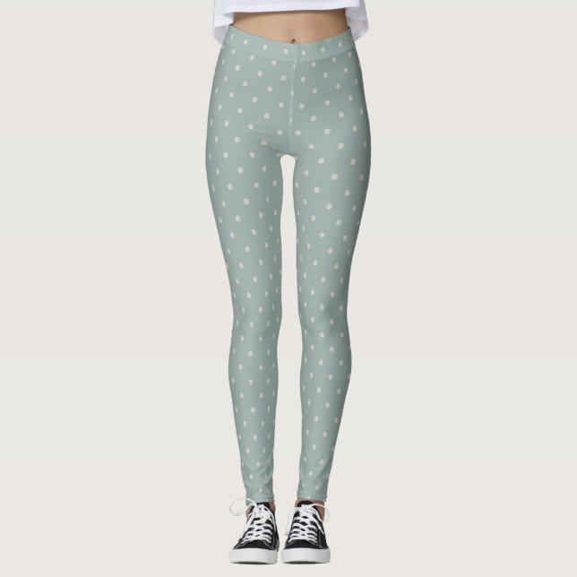 Leggings Blue White Polka Dot Femme  (Devant)