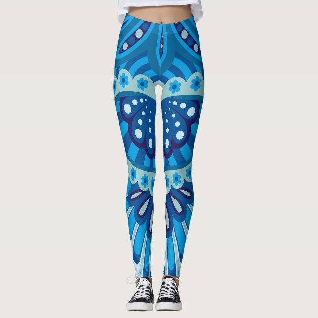 Leggings Blueish - Plumes Paisley (Devant)