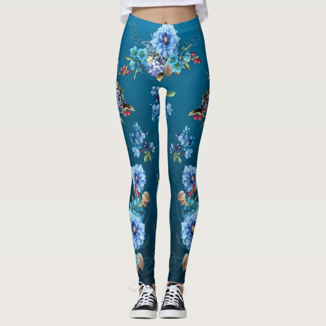 Leggings Blues de Cornflower en aquarelle (Devant)