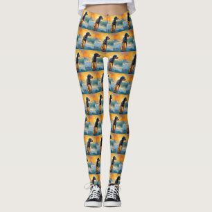 Leggings Bluetick Coonhound Beach Plage Plage de surf Peint