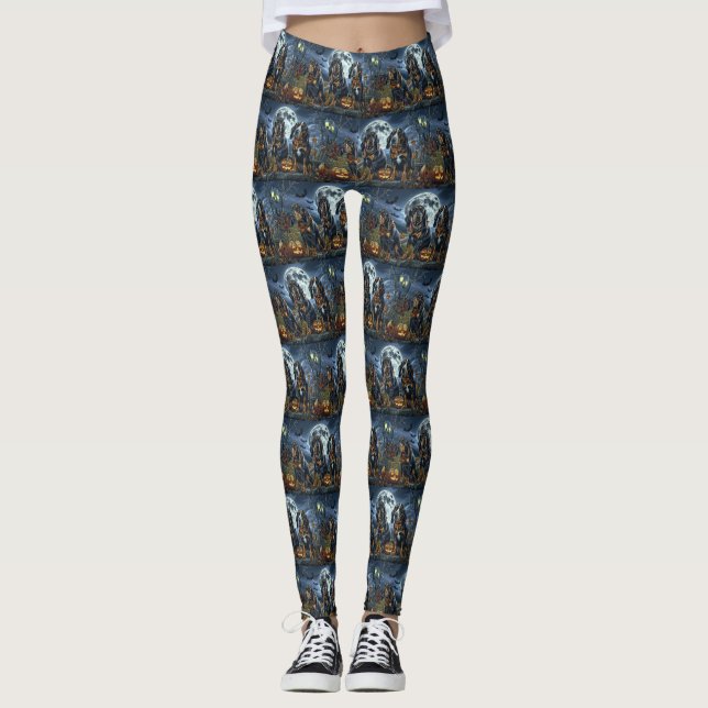 Leggings Bluetick Coonhound Halloween Épouvantable (Devant)