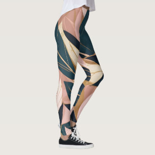 Leggings Blush Pink Gold Boho Collection Feuille tendance
