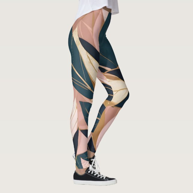 Leggings Blush Pink Gold Boho Collection Feuille tendance (Droite)