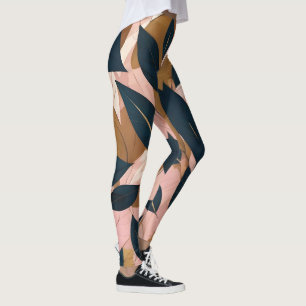 Leggings Blush Pink Gold Boho Collection Feuille tendance