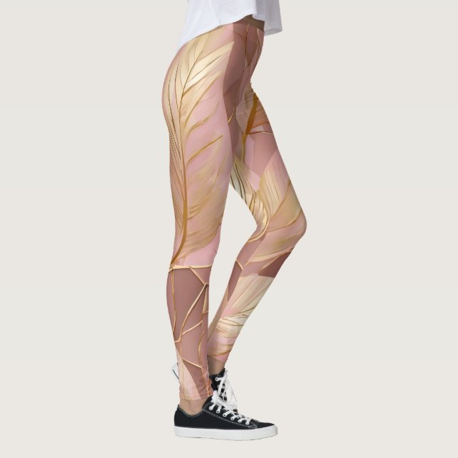 Leggings Blush Pink Gold Boho Modern Leaves Collection (Droite)