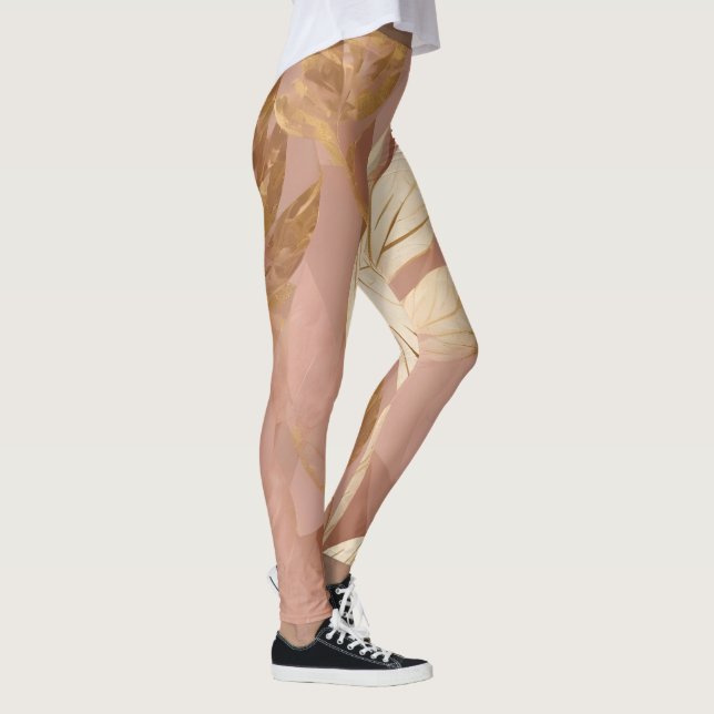 Leggings Blush Pink Gold Collection Feuille tendance Boho (Droite)