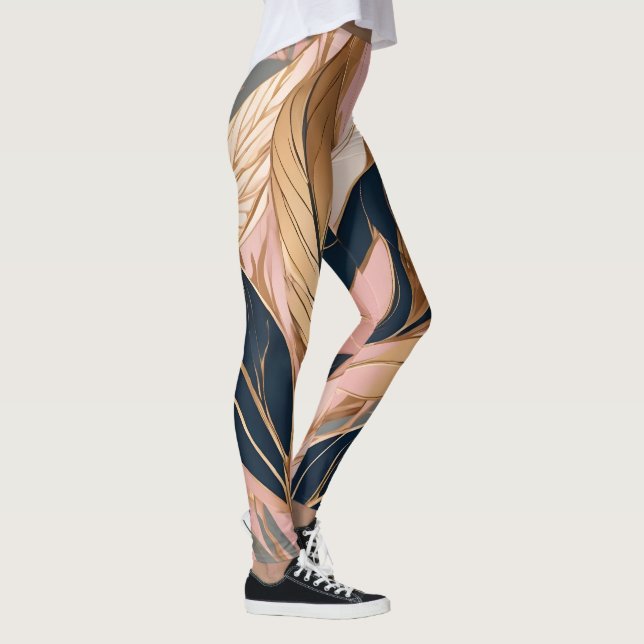 Leggings Blush Pink Gold Modern Boho Collection Feuilles (Droite)