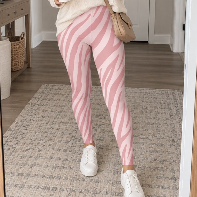 Leggings Blush Pink Zebra Stripes (Créateur téléchargé)