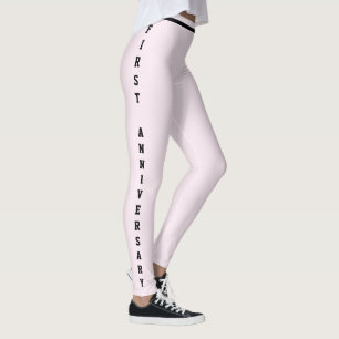 Leggings Blush rose personnalisé Jour anniversaire Monogram