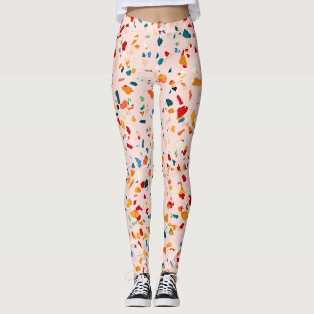 Leggings Blush Terrazzo | Speckles écocliques roses | ABSTR (Devant)