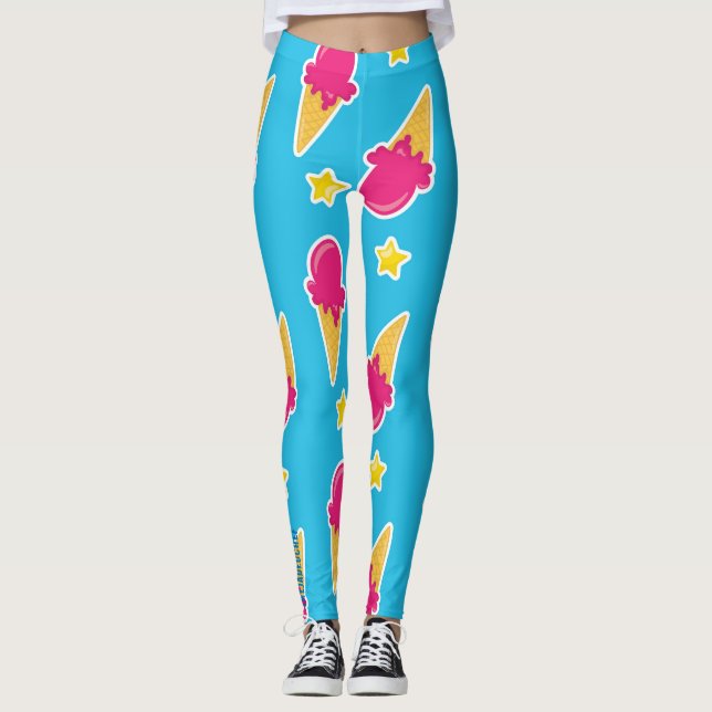 Leggings Boardwalk Bliss : Crème Glacée & Étoiles (Devant)