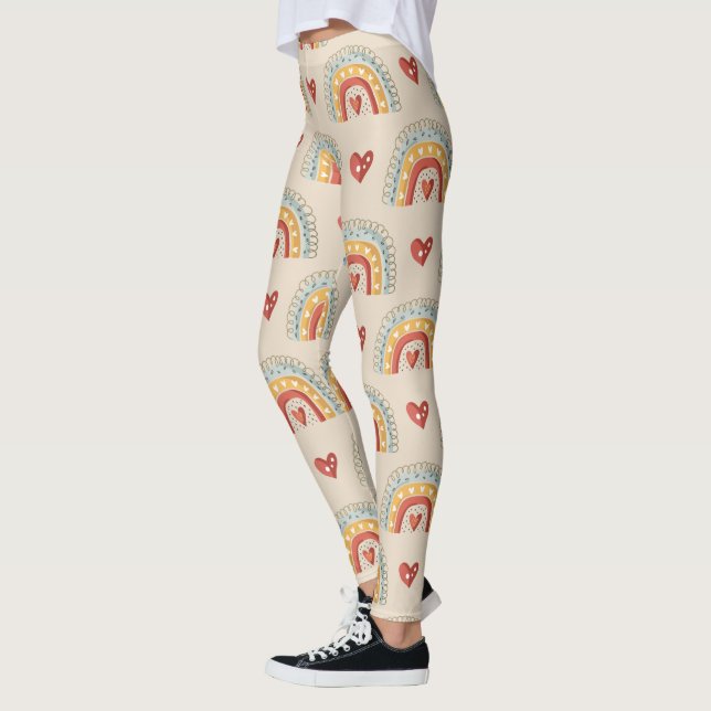 Leggings Bohème Rainbows & Coeurs - Terre Brown (Gauche)