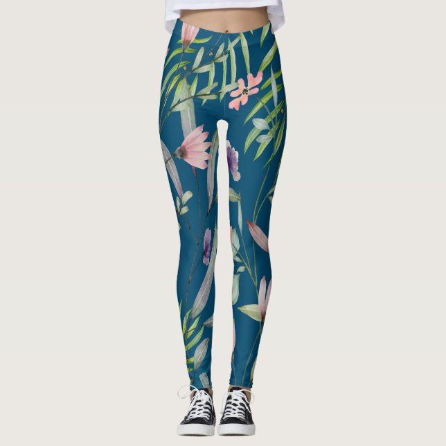 Leggings Boho botanique tendance marine motif d'été (Devant)