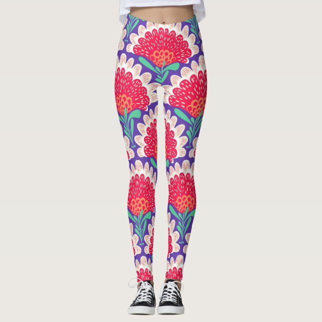 Leggings Boho Chic Floral Vintage Imprimer. (Devant)