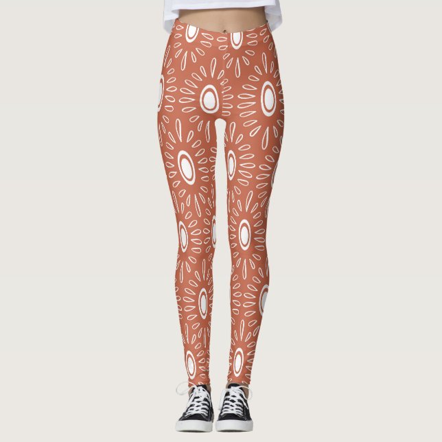 Leggings Boho Chic Flowers : Conception Moderne Sans Couleu (Devant)