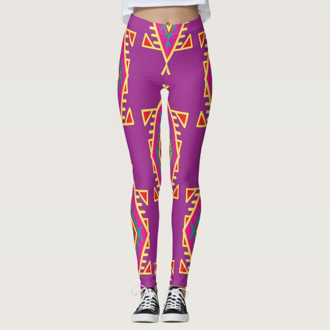 Leggings Boho Chic : Ornement Ethnique Sans Seamless (Devant)