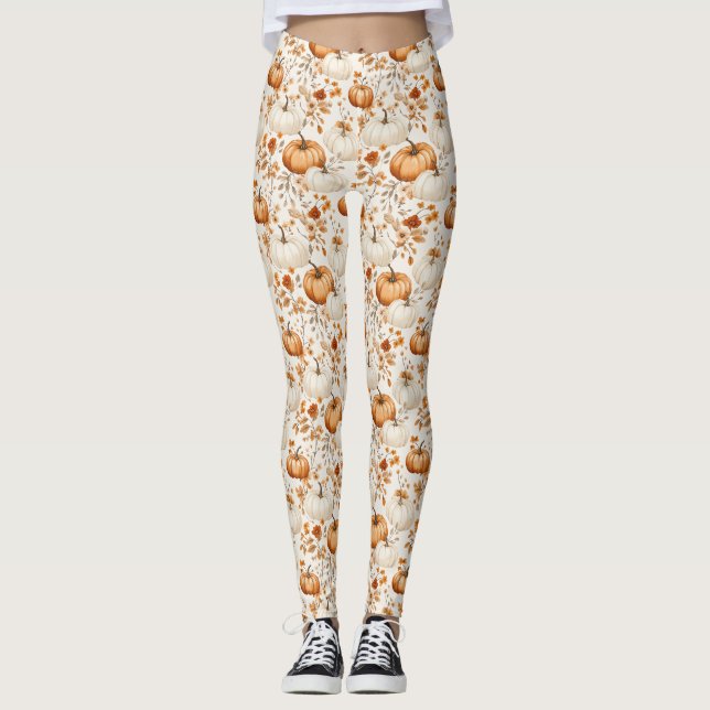 Leggings Boho Citrouille Doodle Automne sans joint (Devant)