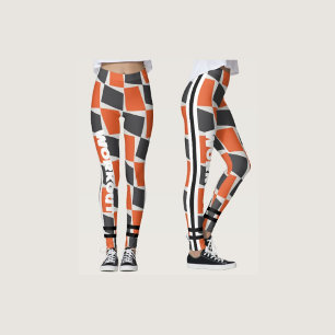 Leggings Boho coloré abstrait l Orange Black l Workout
