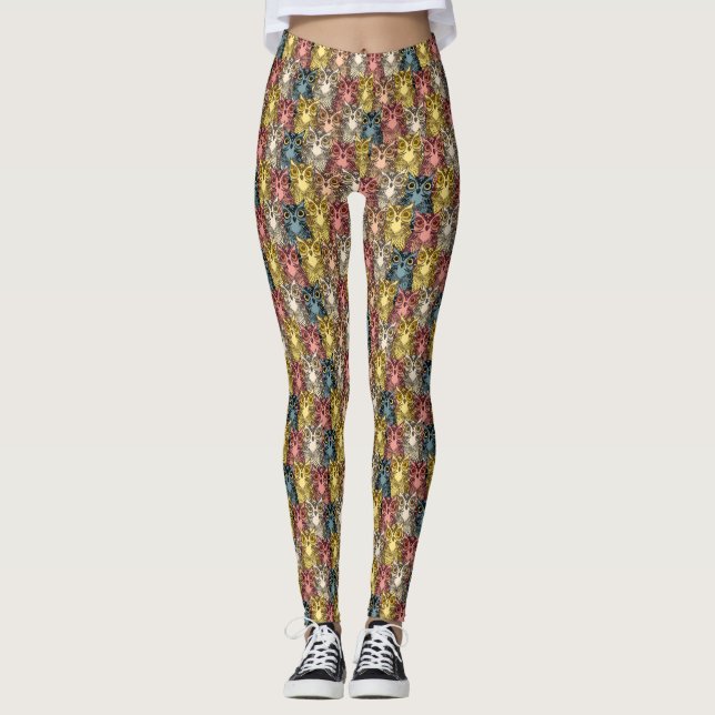 Leggings Boho coloré Boodland Owl Motif (Devant)