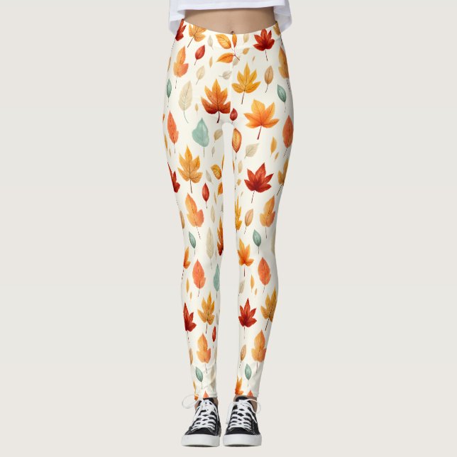 Leggings Boho Fall Leave Motif La beauté de l'automne avec  (Devant)