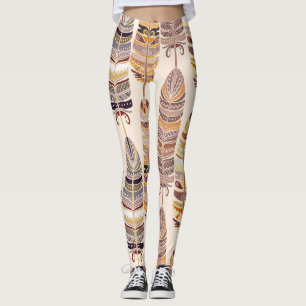 Leggings Boho Feathes : Motif Tribal sans Seamless