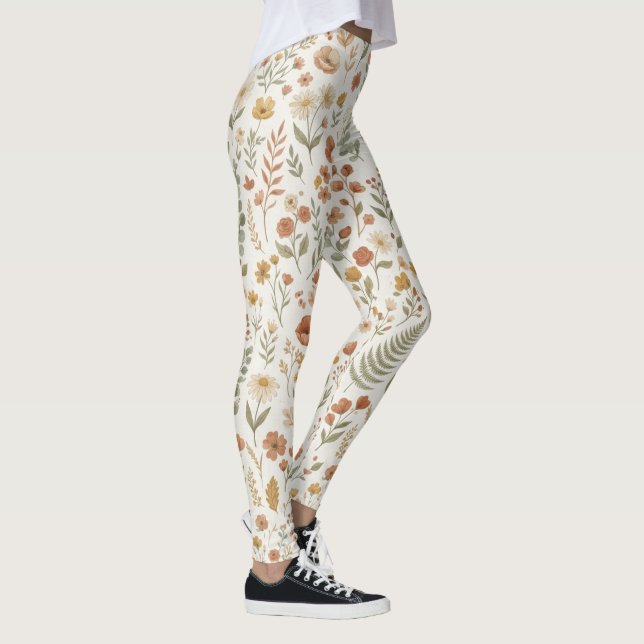 Leggings Boho Fleur de Botanique Floral Maman Esthétique  (Droite)
