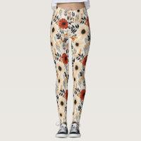 Boho Floral Cute Black Orange Blue Creme