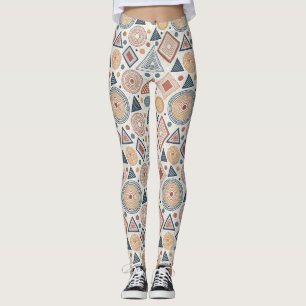 Leggings Boho formes géométriques Abstraites Motif en terre