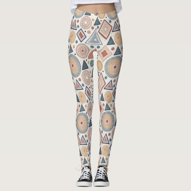 Leggings Boho formes géométriques Abstraites Motif en terre (Devant)