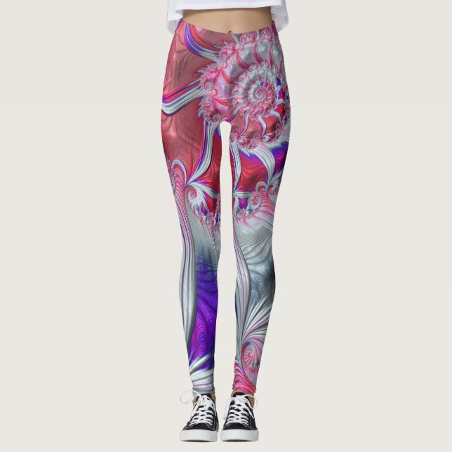 Leggings Boho Hippie Trip Funky Nautilus Spirale Fractale  (Devant)