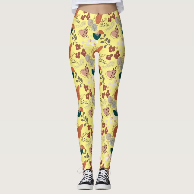 Leggings BOHO Motif esthétique A10 L Jaune BG (Devant)
