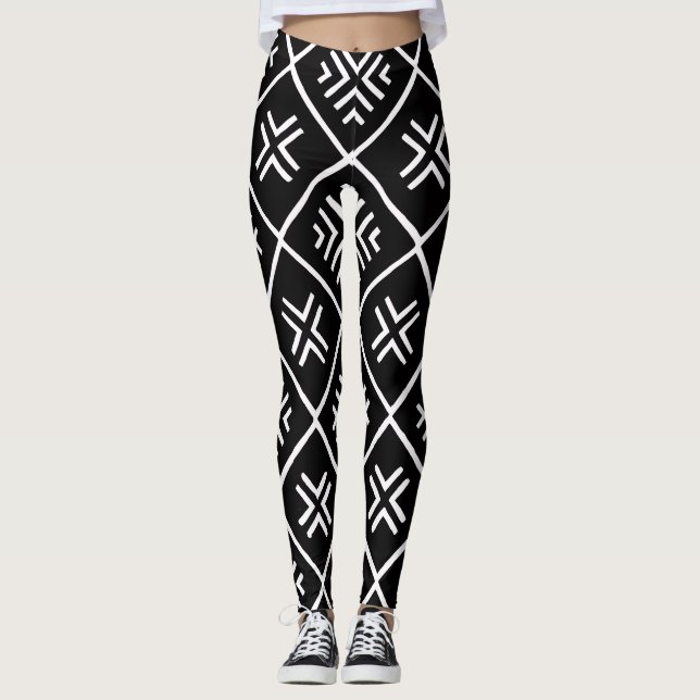 Leggings Boho noir et blanc  (Devant)