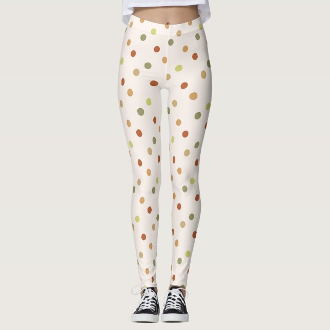 Leggings Boho Polka Dots Earthy Pattern  (Devant)