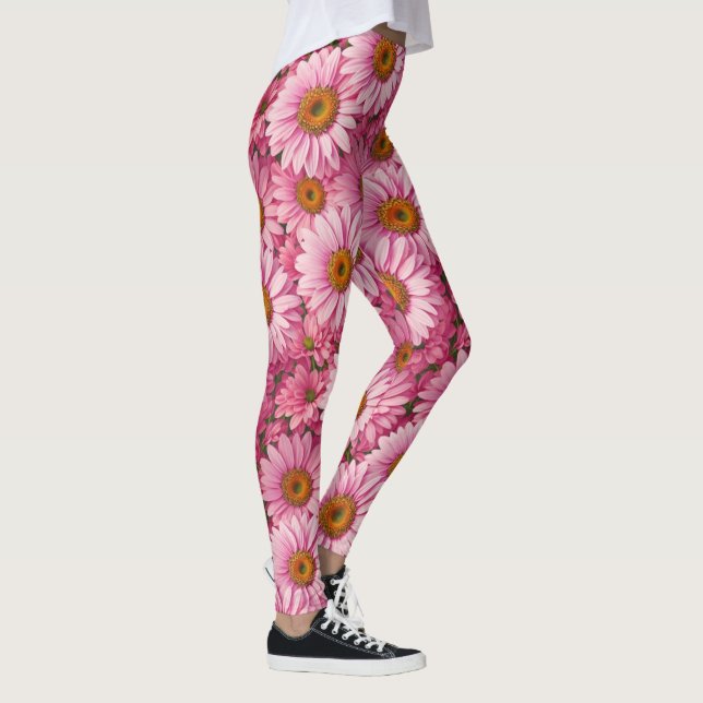 Leggings Boho rétro chic fleurs florales roses motif (Droite)