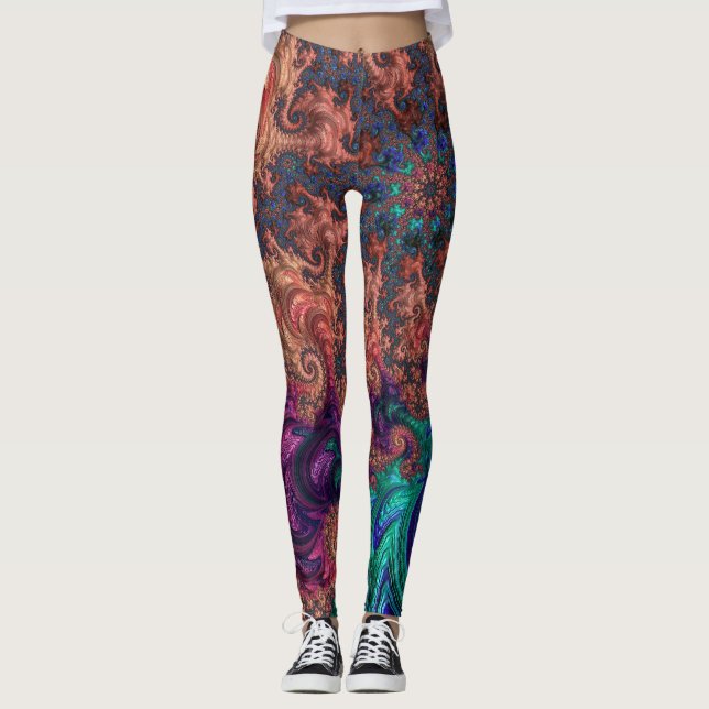 Leggings Boho Super Joyau coloré Tonage Abstrait Fractal (Devant)