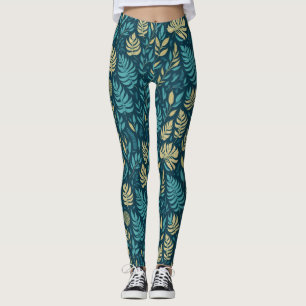 Leggings Boho vert coloré Botanique Feuille verdure