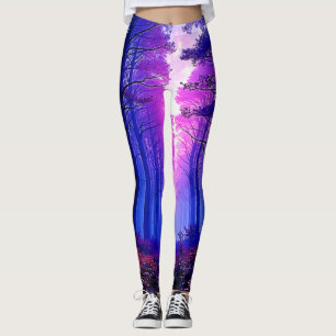 Leggings Bois Crépuscule Pourpre : Art Surréaliste