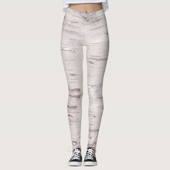 Leggings Bois d'Arbre de Bouleau Blanc Rustique Grange Mais (Devant)