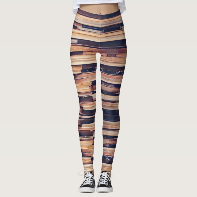 Leggings Bois design brun géométrique planches (Devant)