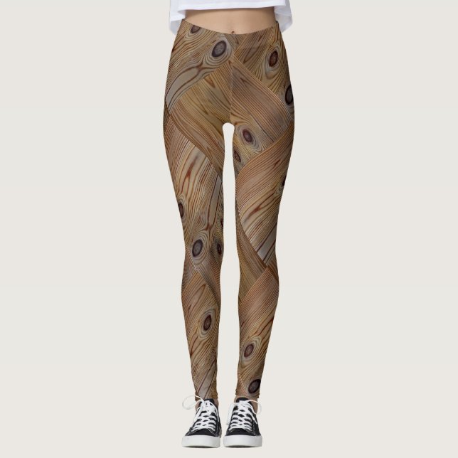 Leggings Bois texture bois naturel arrière - plan brun arbr (Devant)