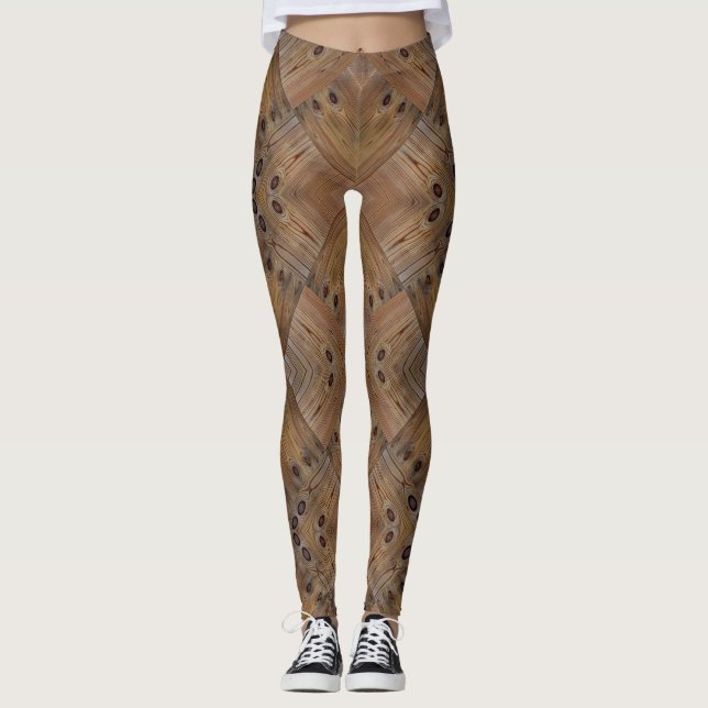 Leggings Bois texture bois naturel arrière - plan brun arbr (Devant)