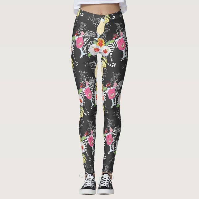 Leggings Boissons Tropicales Avec Animaux (Devant)