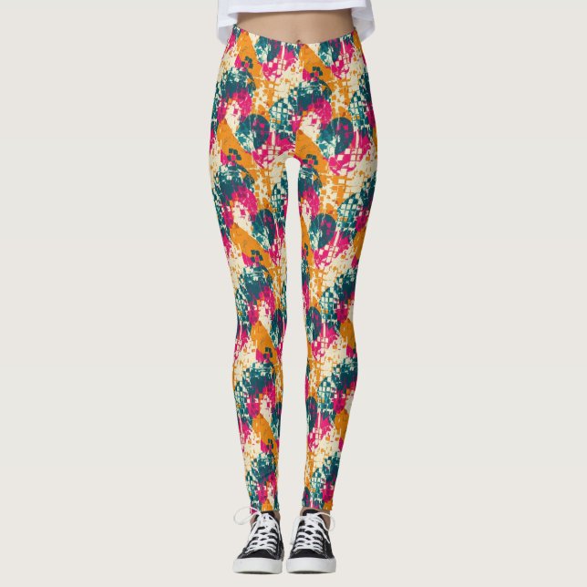 Leggings Bold Abstract Geometric - Grunge Brush Texture (3) (Devant)