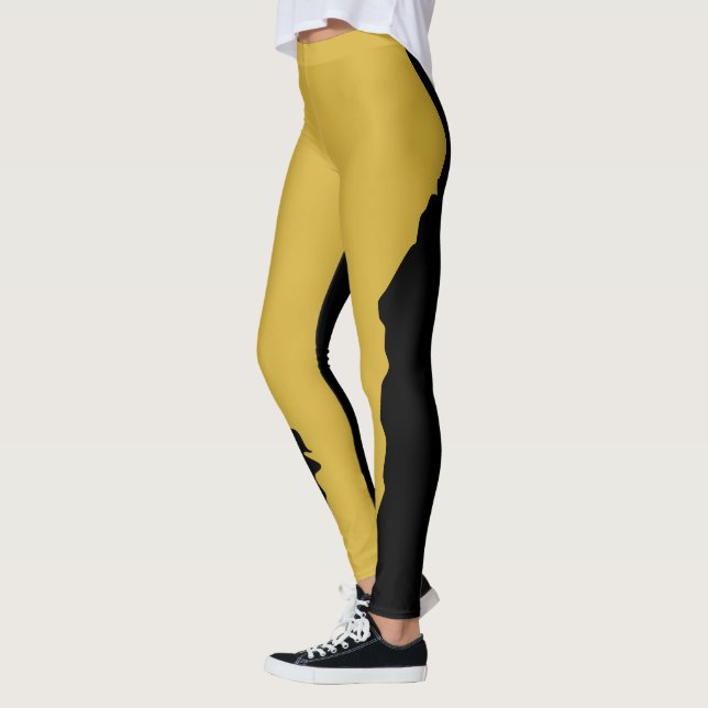 Leggings Bold Black with Metallic Gold Unique Stylish (Gauche)
