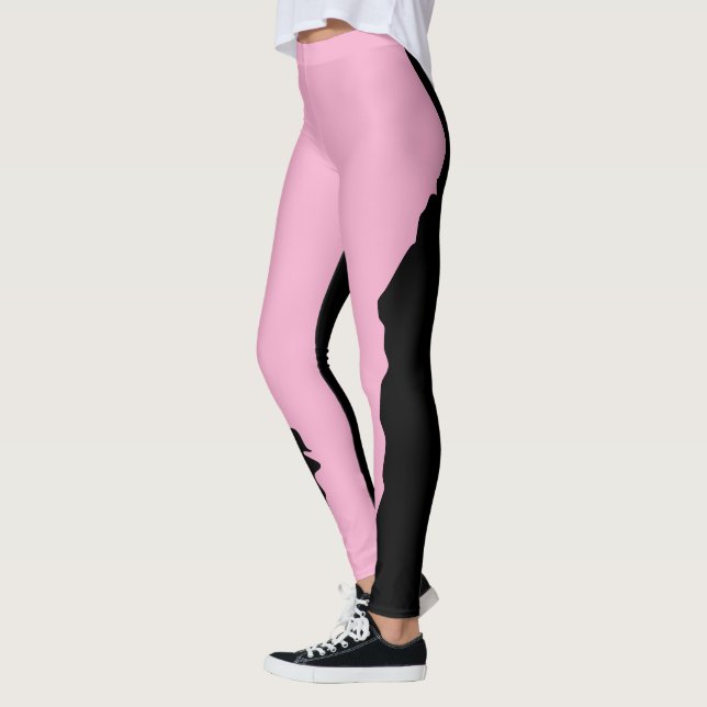 Leggings Bold Black with Soft Pink Unique Stylish (Gauche)