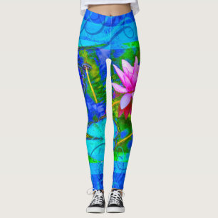 Leggings Bonheur bleu de yoga de fleur de Lotus de nénupha