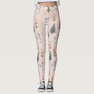 Leggings Bonhomme de neige rose fantaisiste Noël - Hiver (2