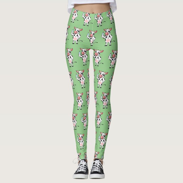 Leggings Bonne vache avec dessin animé de biberon (Devant)