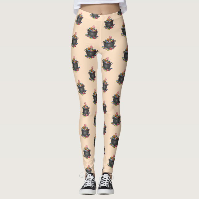 Leggings Bonnet de bonbon ou de traitement Cauldron (Devant)